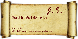 Janik Valéria névjegykártya