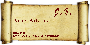 Janik Valéria névjegykártya